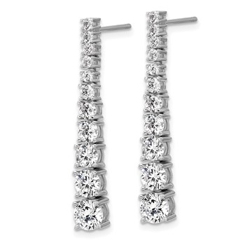 Cheryl M Sterling Silver Rhodium-plated Polished Graduated CZ Post Dangle Earrings — alternate view