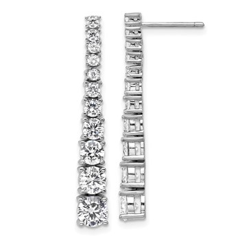 Cheryl M Sterling Silver Rhodium-plated Polished Graduated CZ Post Dangle Earrings