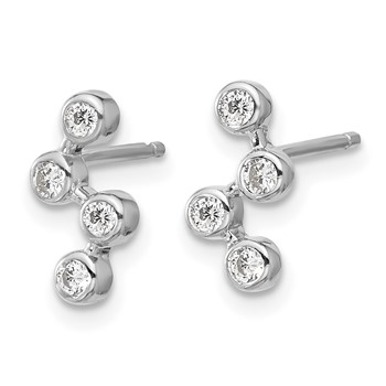 Cheryl M Sterling Silver Rhodium-plated Polished Multi Bezel Set CZ Post Earrings — alternate view