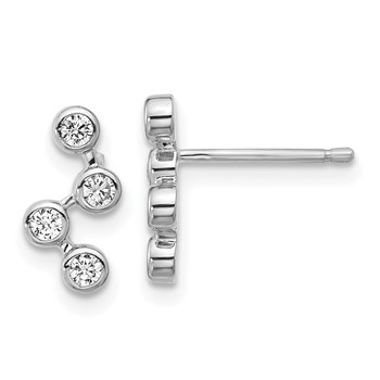 Cheryl M Sterling Silver Rhodium-plated Polished Multi Bezel Set CZ Post Earrings