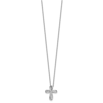 Cheryl M Sterling Silver Rhodium-plated Polished CZ Cross with 2 Inch Extension Necklace — alternate view