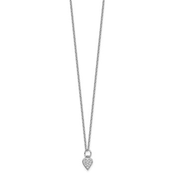 Cheryl M Sterling Silver Rhodium-plated Polished CZ Heart with 2 Inch Extension Necklace — alternate view