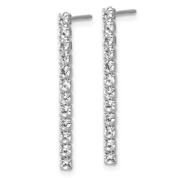 Cheryl M Sterling Silver Rhodium-plated Polished CZ Post Dangle Earrings — alternate view