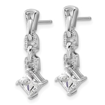 Cheryl M Sterling Silver Rhodium-plated Polished Fancy CZ Link Post Dangle Earrings — alternate view