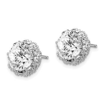 Cheryl M Sterling Silver Rhodium-plated Brilliant-cut CZ Round Post Earrings — alternate view