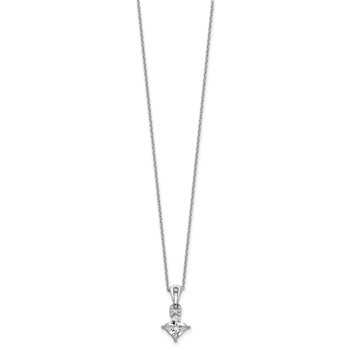 Cheryl M Sterling Silver Rhodium-plated Polished Fancy CZ Link with 2 Inch Extension Necklace — alternate view