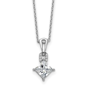 Cheryl M Sterling Silver Rhodium-plated Polished Fancy CZ Link with 2 Inch Extension Necklace