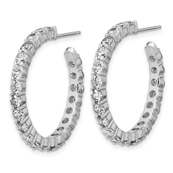 Cheryl M Sterling Silver Rhodium-plated Polished CZ Post C-Hoop Earrings — alternate view
