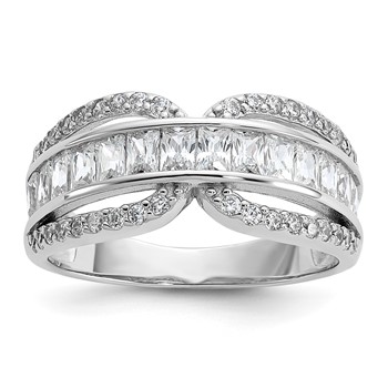 Cheryl M Sterling Silver Rhodium-plated Polished Fancy CZ Ring