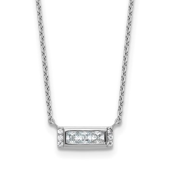 Cheryl M Sterling Silver Rhodium-plated Polished Fancy CZ Bar Necklace
