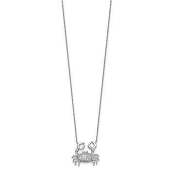 Cheryl M Sterling Silver Rhodium-plated Polished CZ Crab Necklace — alternate view