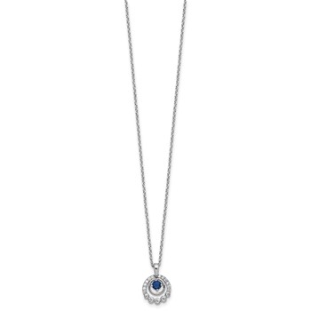 Cheryl M Sterling Silver Rhodium-plated Polished Blue Glass and CZ Circles with 2 Inch Extension Necklace — alternate view