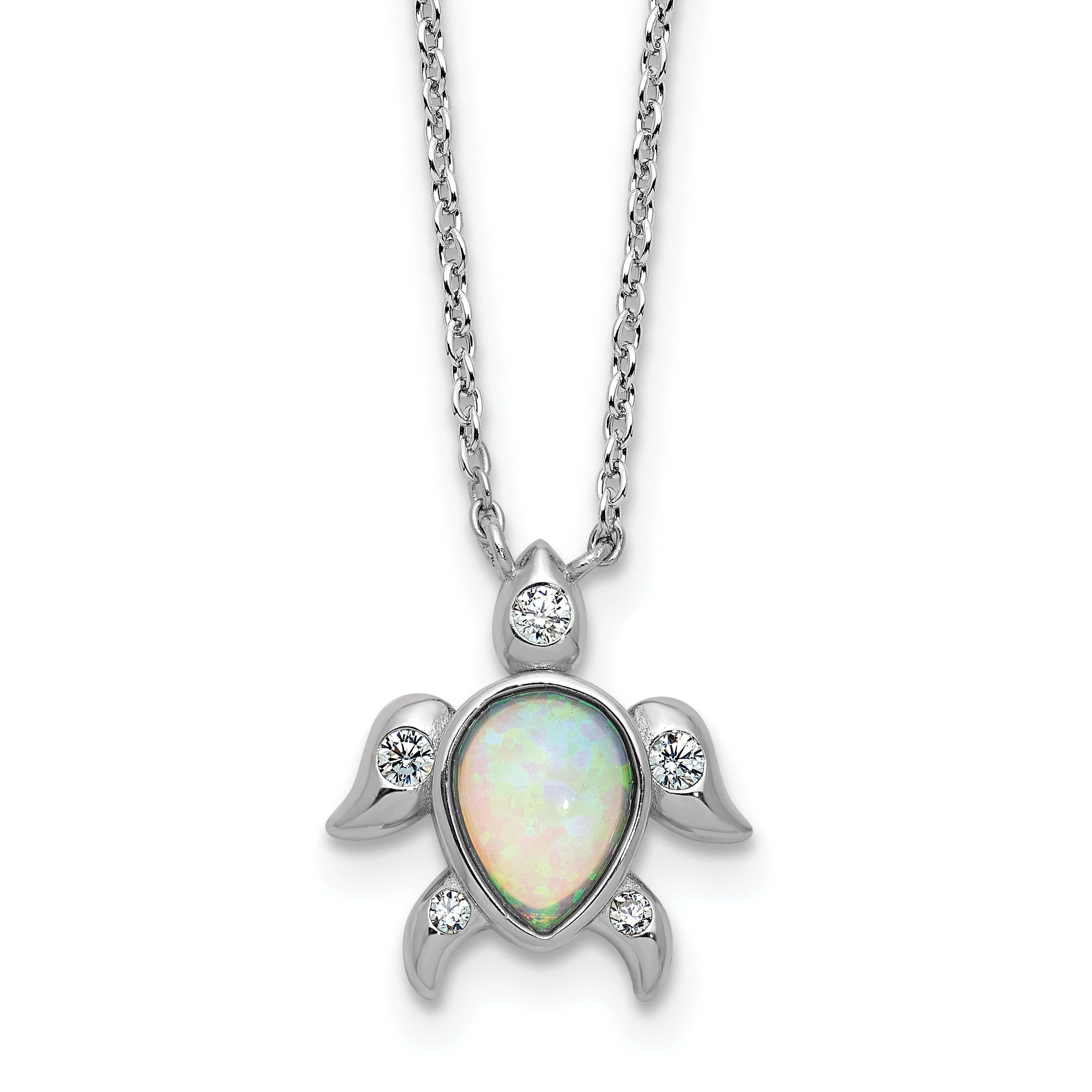 Cheryl M Sterling Silver Rhodium-plated Polished Lab Created Opal