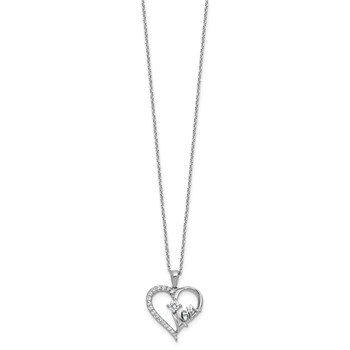 Cheryl M Sterling Silver Rhodium-plated Polished CZ Mom Heart with 2 Inch Extension Necklace — alternate view