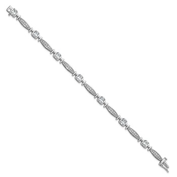 Cheryl M Sterling Silver Rhodium-plated Polished CZ Mom with Safety Clasp Bracelet — alternate view