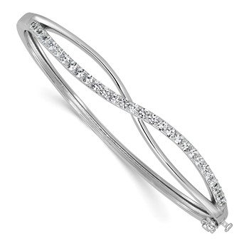 Cheryl M Sterling Silver Rhodium-plated Polished CZ Infinity Hinged Bangle