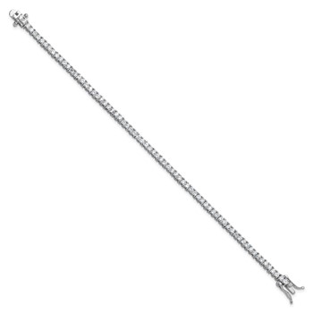 Cheryl M Sterling Silver Rhodium-plated Polished CZ with Safety Clasp Tennis Bracelet — alternate view