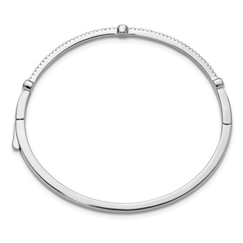 Cheryl M Sterling Silver Rhodium-plated Polished CZ Hinged Bangle — alternate view