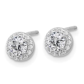 Cheryl M Sterling Silver Rhodium-plated Polished CZ Halo Post Earrings — alternate view