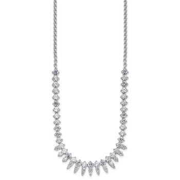 Cheryl M Sterling Silver Rhodium-plated Polished Fancy CZ Necklace — alternate view