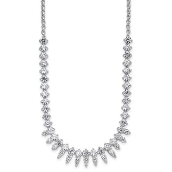 Cheryl M Sterling Silver Rhodium-plated Polished Fancy CZ Necklace