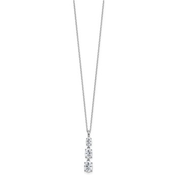 Cheryl M Sterling Silver Rhodium-plated Polished Graduated Triple Oval CZ Necklace — alternate view
