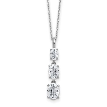Cheryl M Sterling Silver Rhodium-plated Polished Graduated Triple Oval CZ Necklace