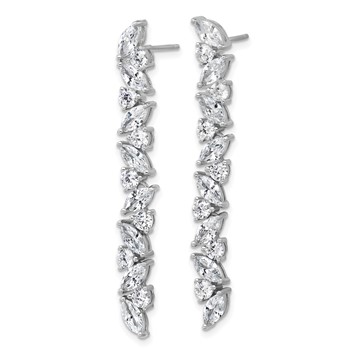 Cheryl M Sterling Silver Rhodium-plated Polished Fancy CZ Post Dangle Earrings — alternate view