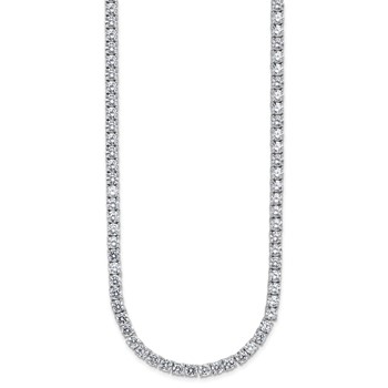 Cheryl M Sterling Silver Rhodium-plated Polished 4.00mm CZ with Safety Clasp Tennis Necklace — alternate view