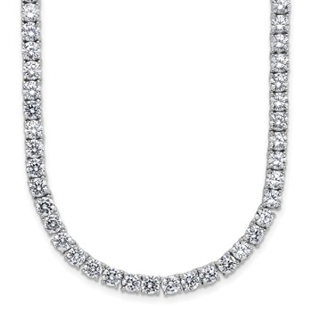 Cheryl M Sterling Silver Rhodium-plated Polished 4.00mm CZ with Safety Clasp Tennis Necklace
