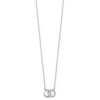 Cheryl M Sterling Silver Rhodium-plated Polished CZ Interlocking Ring Necklace — alternate view