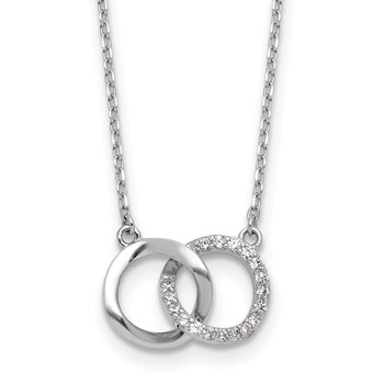 Cheryl M Sterling Silver Rhodium-plated Polished CZ Interlocking Ring Necklace