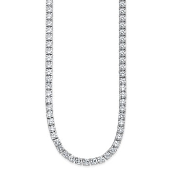 Cheryl M Sterling Silver Rhodium-plated Polished 5.00mm CZ with Safety Clasp Tennis Necklace — alternate view