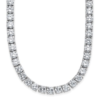 Cheryl M Sterling Silver Rhodium-plated Polished 5.00mm CZ with Safety Clasp Tennis Necklace
