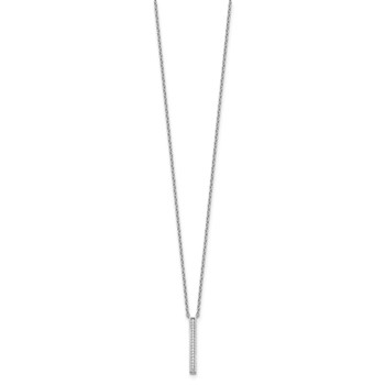 Cheryl M Sterling Silver Rhodium-plated Polished CZ Bar Necklace — alternate view