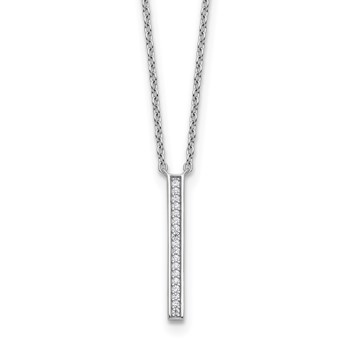 Cheryl M Sterling Silver Rhodium-plated Polished CZ Bar Necklace