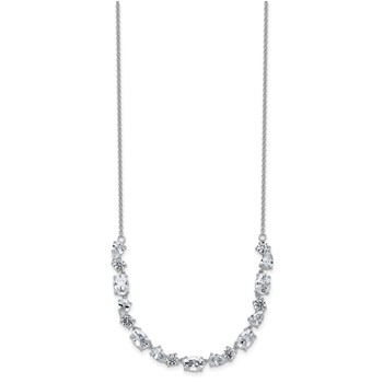 Cheryl M Sterling Silver Rhodium-plated Polished Fancy CZ Necklace — alternate view