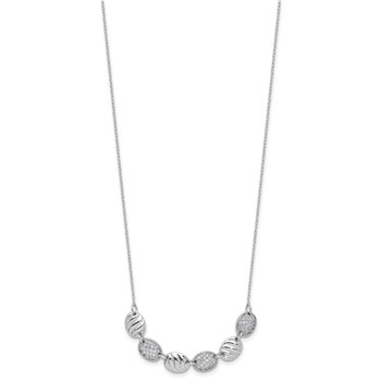 Cheryl M Sterling Silver Rhodium-plated Polished and Grooved CZ Ovals Necklace — alternate view