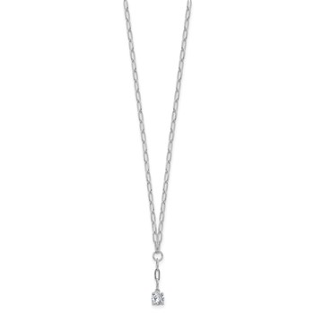 Cheryl M Sterling Silver Rhodium-plated Polished CZ Paperclip Link Lariat Necklace — alternate view