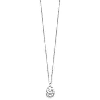 Cheryl M Sterling Silver Rhodium-plated Polished Vibrant CZ Teardrop Necklace — alternate view