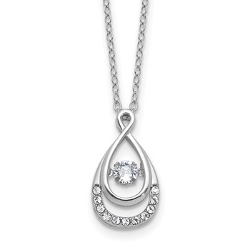 Cheryl M Sterling Silver Rhodium-plated Polished Vibrant CZ Teardrop Necklace