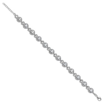 Cheryl M Sterling Silver Rhodium-plated Polished Fancy CZ with 1 Inch Extension Bracelet — alternate view