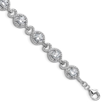 Cheryl M Sterling Silver Rhodium-plated Polished Fancy CZ with 1 Inch Extension Bracelet