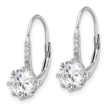 Cheryl M Sterling Silver Rhodium-plated Polished CZ Leverback Earrings — alternate view