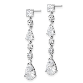Cheryl M Sterling Silver Rhodium-plated Polished Fancy CZ Teardrop Post Dangle Earrings — alternate view