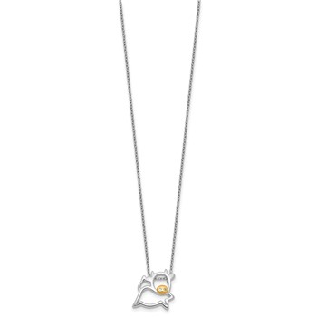 Cheryl M Sterling Silver Rhodium and Gold-plated Polished CZ Cow 16 Inch with 2 Inch Extension Necklace — alternate view