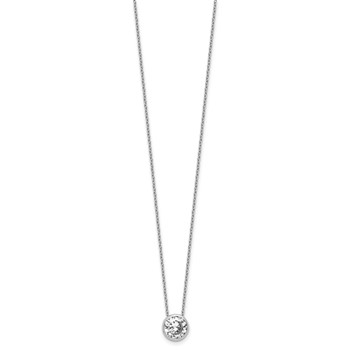 Cheryl M Sterling Silver Rhodium-plated Polished 9mm Bezel Set CZ 16 Inch with 2 Inch Extension Necklace — alternate view
