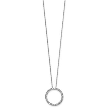 Cheryl M Sterling Silver Rhodium-plated Polished CZ Circle 16 Inch with 2 Inch Extension Necklace — alternate view