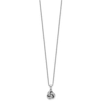 Cheryl M Sterling Silver Rhodium-plated Polished CZ Love Knot 16 Inch with 2 Inch Extension Necklace — alternate view