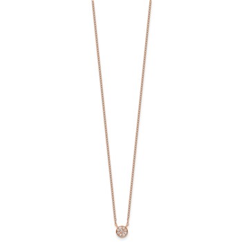 Cheryl M Sterling Silver Rose Gold-plated Polished CZ Cluster Circle 16 Inch with 2 Inch Extension Necklace — alternate view